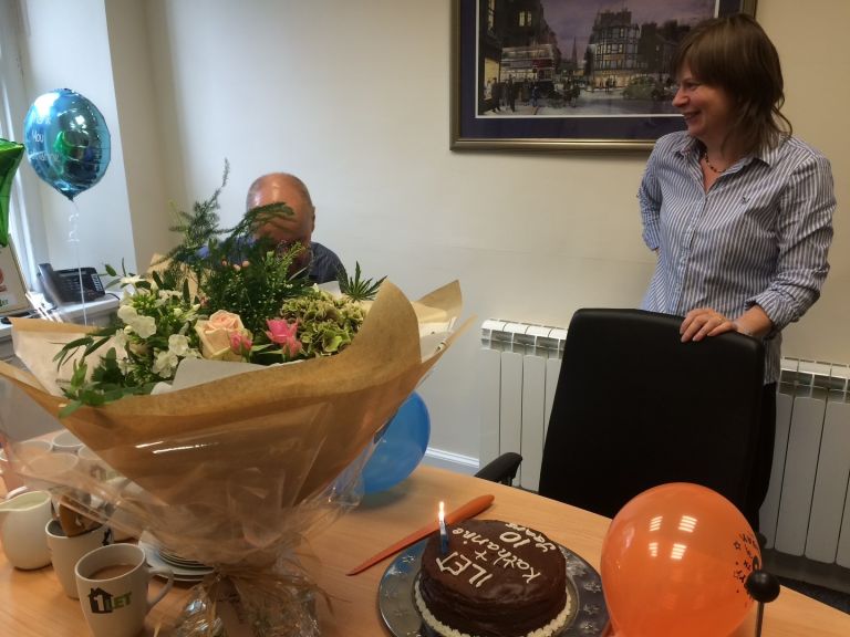 Katharine celebrating her 10th anniversary at 1Let!